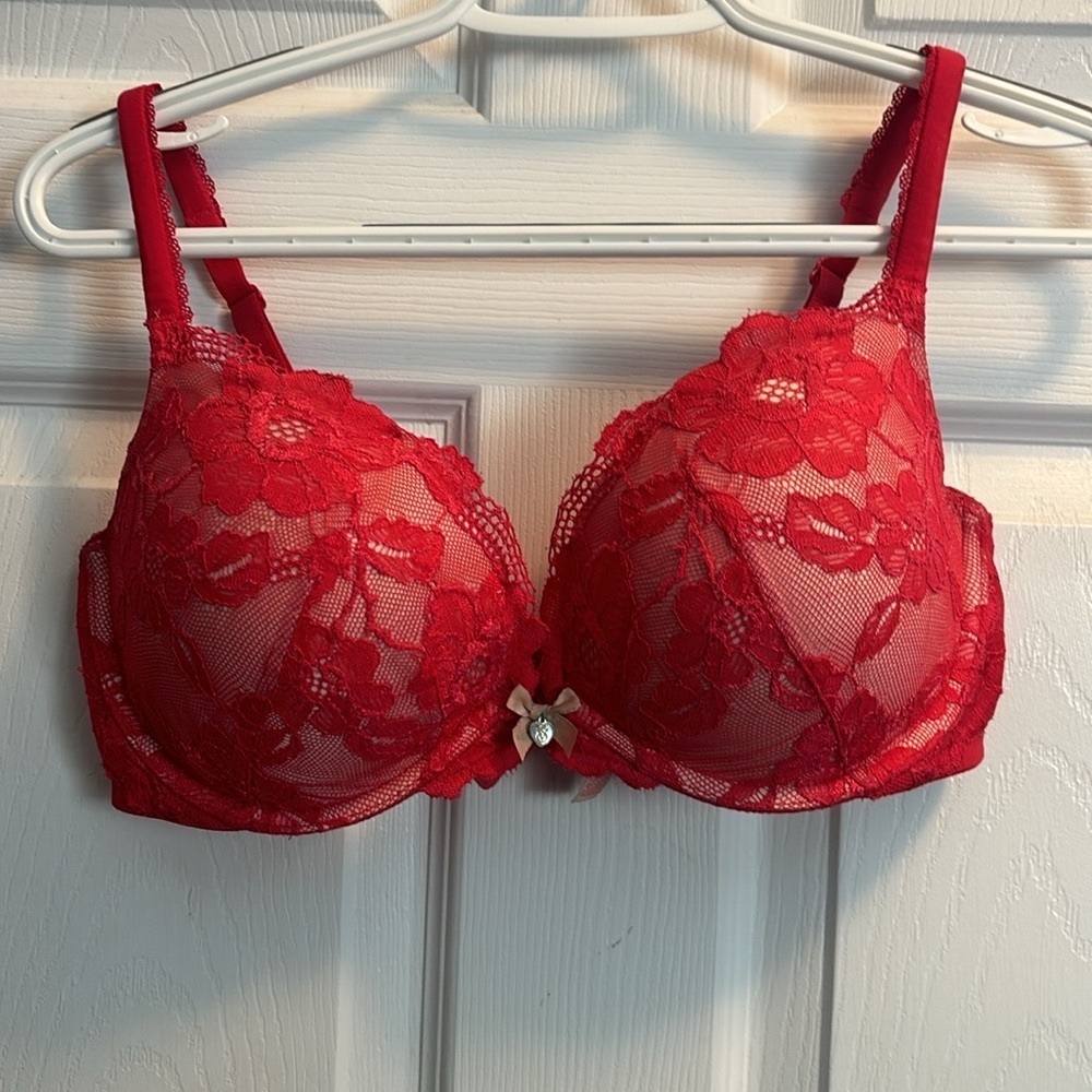 Victoria's Secret Red Lace Push Up Bra. Size 36D.